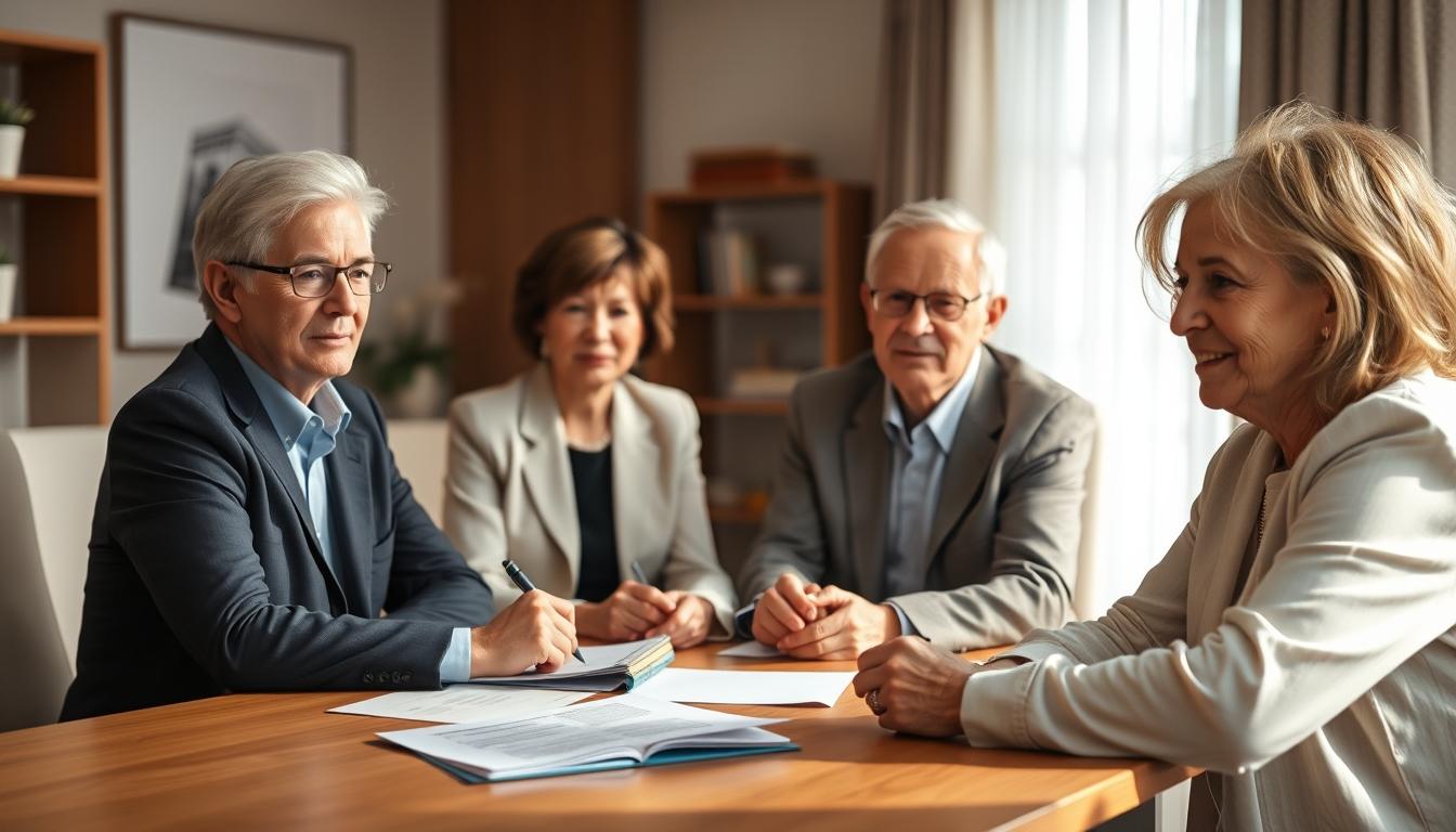 Family reviewing legal documents